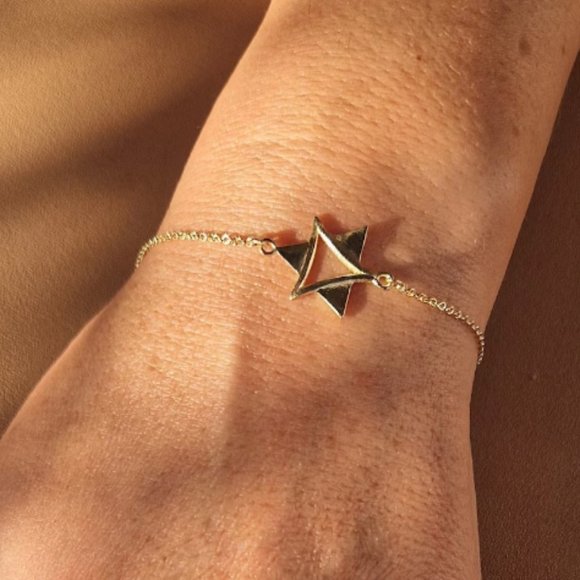 New 14K Gold Star of David Bracelet - Picture 3 of 4